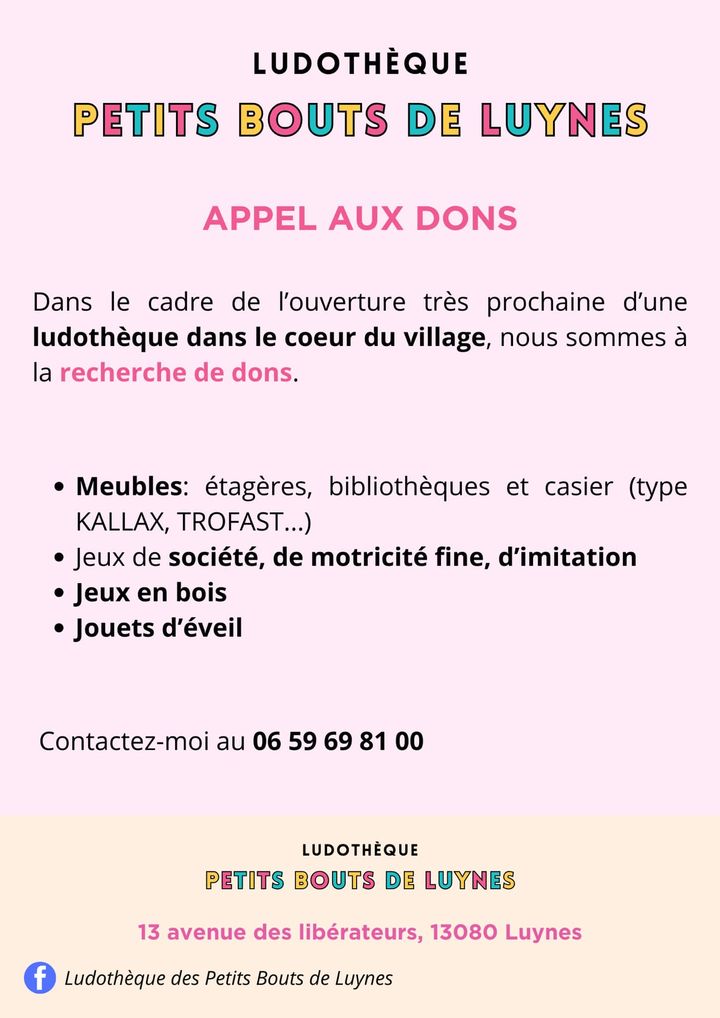 LEA soutient le projet de la « Ludothèque des Petits Bouts de Luynes » !