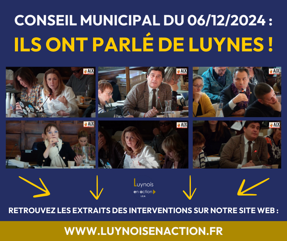 Conseil Municipal du 06/12/2024 : ce qui a été dit pour notre quartier de Luynes
